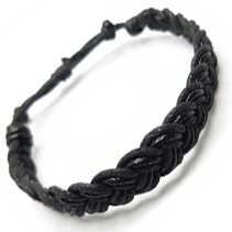 MENS  BLACK  SLICK  COTTON CORD BRACELET