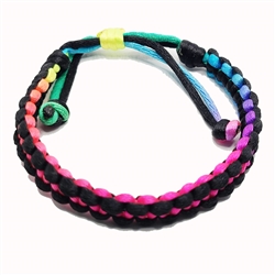 WOVEN VARIEGATED RAINBOW RATTAIL THREAD BRACELET